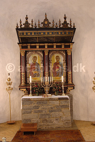 �sterlars. Alteret i �sterlars Kirke - �ster Larsker; ; �sterlars / Bornholm; Danmark; ; ; Rundkirke, rundkirker, kirke, kirker, kristendom, religion