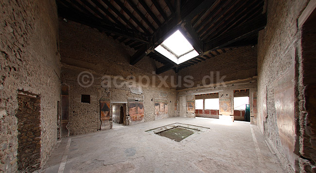 Pompeii. Det centrale rum i Villa dei Misteri.; ; Pompeji / Pompei / Pompeii / Napoli / Campania; Italien; Europa; ; Ark�ologi, vulkaner, vulkanudbrud, pyroplastisk flow, pyroplasma, Vesuvius, Vesuv, naturkatastrofer, turistsev�rdigheder, sev�rdigheder, turisme, Romerriget, romerne, ruiner, ruinbyer
