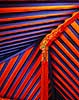 Potala paladset. Potala paladset - Indre tagudsmykning i te-pavalionen ( Scan af KOL4404 )  Lhasa Tibet ( Kina ) Asien  farver, r�d, bl�, sp�r, tagsp�r