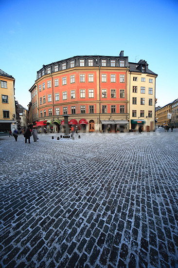 Stockholm. J�rntorget i Gamla Stan i Stockholm; ; Stockholm; Sverige; ; ; Scandinavien, vinter, torv, torve, hovedstad, hovedst�der, storby, storbyer, brosten