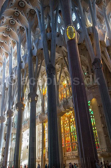 La Sagrada Familia. Interi�r i hovedskibet i Gaudis uf�rdige kirke, Sagrada Familia, i Barcelona; ; Barcelona; Spanien; ; ; Temple Expiatori de la Sagrada Familia, Basilica and Expiatory Church of the Holy Family, Antoni Gaudi, UNESCO world heritage