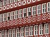 Frankfurt. Rigt udsmykket bindingsv�rksfacade p� R�merberg Plaza, R�mer Platz, i Altstad i Frankfurt  Frankfurt Tyskland   Bindingsv�rk, bindingsv�rkshus