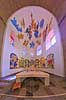 Ribedomkirke. Ateret i Ribe Domkirke (Vor Frue Kirke Maria) - apsis dekoreret med kalkmalerier, glasmalerier og glasmosaikker af Carl Henning Pedersen  Ribe Danmark  Sev�rdigheder Kirker, Domkirker, kristendom, 