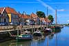 Ribe. Gamle huse p� Skibbroen i Ribe og gamle sejlskibe i Ribe �  Ribe Danmark  Sev�rdigheder 