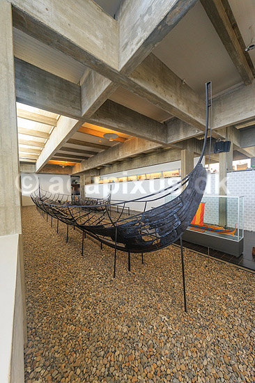Vikingeskibsmuseet. Vikingeskibet Skuldelev 2 forrest og Skuldelev 6 bagerst; ; Vikingeskibsmuseet / Roskilde; Danmark; ; ; Vikinger, vikingeskibe, sejlads, tr�skibe, museum, museer, udstillinger