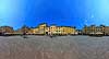 Lucca. 360 graders panorama af Piazza Anfiteatro, plads bygget omkring tidligere romersk amfiteater - Anfiteatro Romano - i Lucca  Lucca / Toscana Italien   Toscany, toscansk, turisme, sightseeing