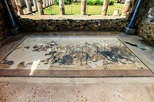 Pompeji. Alexander den Stores kamp imod Darius ved slaget ved Issus (Battle of Issus, (333 BCE)); ; Pompeji / Pompei / Pompeii / Napoli / Campania; Italien; ; ; Ark�ologi, vulkaner, vulkanudbrud, pyroplastisk flow, pyroplasma, Vesuvius, Vesuv, naturkatastrofer, turistsev�rdigheder, sev�rdigheder, turisme, Romerriget, romerne, ruiner, ruinbyer