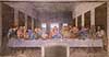 Den Sidste Nadver af Leonardo da Vinci. Jesus og hans desciple i maleriet Den Sidste Nadver af Leonardo da Vinci dateret til 1495�1498. P� v�gen i refractoriet i Santa Maria delle Grazie klosteret  Santa Maria delle Grazie i Milano / Milano Italien  Sev�rdigheder Il Cenacolo, La Ultima Cena, Leonardos Last Supper Museum, Kirke, kirker, kristendom, religion, katolisme