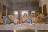 Den Sidste Nadver af Leonardo da Vinci. Jesus og hans desciple i maleriet Den Sidste Nadver af Leonardo da Vinci dateret til 1495�1498. P� v�gen i refractoriet i Santa Maria delle Grazie klosteret  Santa Maria delle Grazie i Milano / Milano Italien  Sev�rdigheder Il Cenacolo, La Ultima Cena, Leonardos Last Supper Museum, Kirke, kirker, kristendom, religion, katolisme