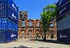 B�rsen. Murv�rk fra ruinen af den nedbr�ndte B�rsbygning med st�ttestivere p� Slotsholmen i K�benhavn  K�benhavn Danmark   Ildebrand, brand, genopbygning