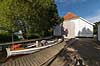 Viking. B�dfartens f�rge Viking fort�jet i havnen ved Skipperhuset og Chaluphuset  Esrum S� / S�rup / Fredensborg Danmark   F�rger, turf�rge, f�rgerundfart