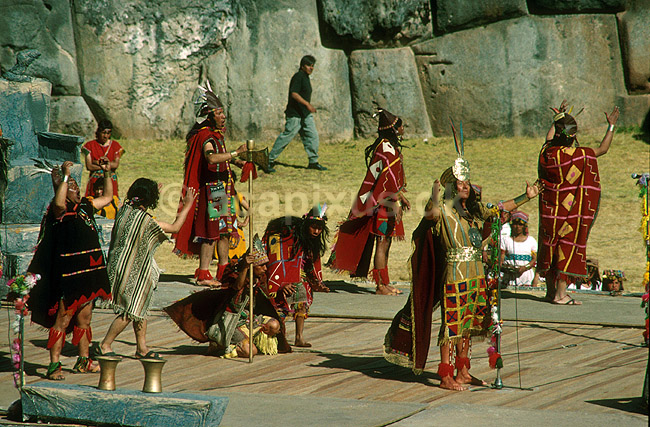 Inti Raimi festivallen. Inka hylder solen; ; Sacsayhuaman / Cuzco; Peru; Syd Amerika; ; 
