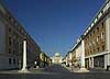 Peterskirken. Basillica di San Pietro eller Peterskirken set gennem Via della Conciliazione i Rom  Rom Italien Europa  turistsev�rdigheder, kirker, paven, paved�mmet, Vatikanet, Vatikan Staten