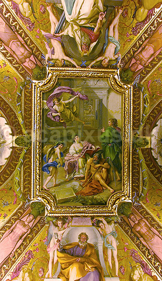 Vatikanmuseet. Loftsmalerier i Vatikanmuseet i Rom; ; Rom; Italien; Europa; ; turistsev�rdigheder, paven, paved�mmet, Vatikanet, Vatikan Staten, sightseeing, freskoer